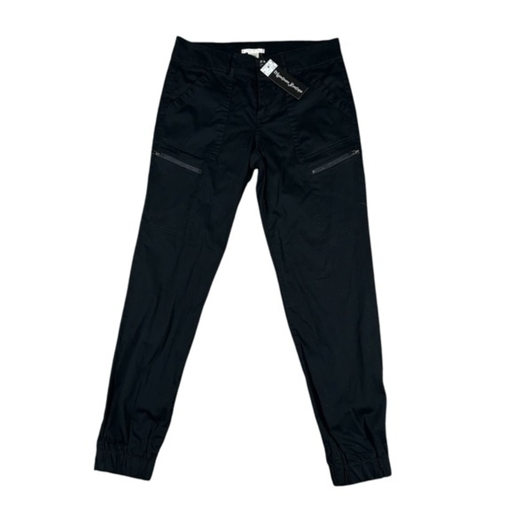 Willow & Clay Black Utility Jogger Pants Size 6 Zip Pocket High Rise Stretch NWT